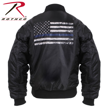 Rothco Thin Blue Line Flag MA-1 Flight Jacket Size Small
