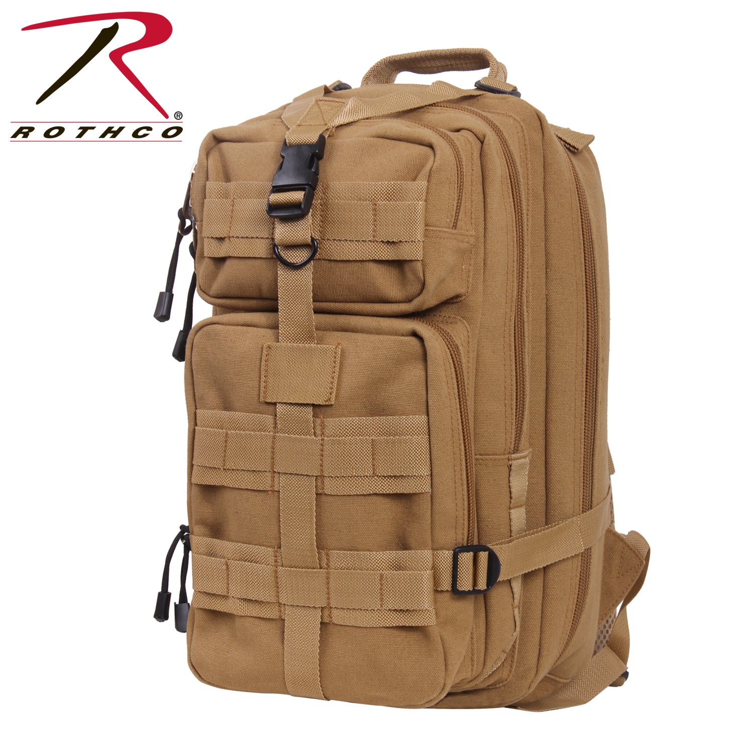 Rothco Tacticanvas Go Pack Coyote Brown – 25 Liter Tactical Backpack with Multiple Storage Compartments