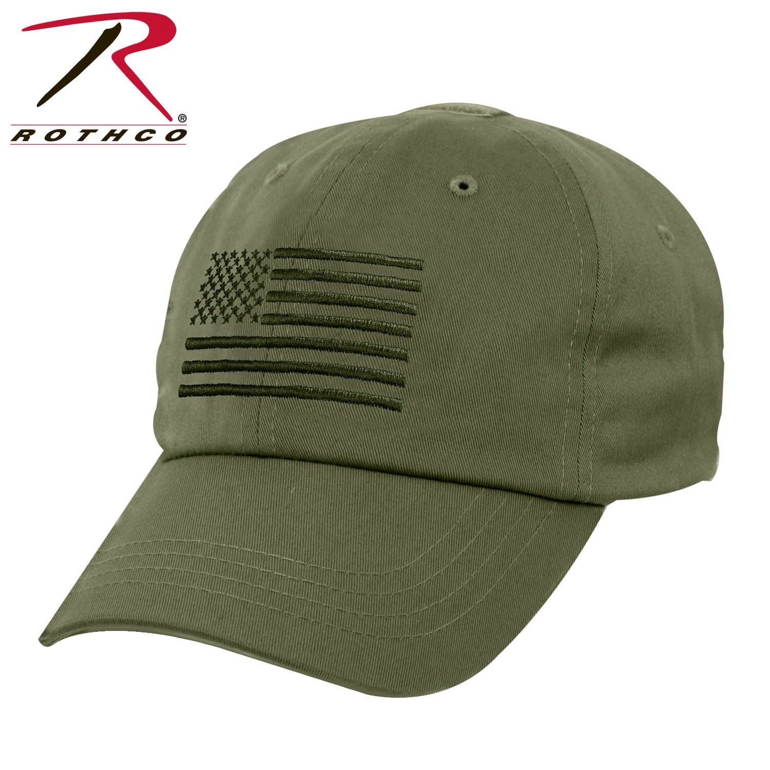 Rothco Tactical Operator Cap with US Flag in Olive Drab – Adjustable Military Style Hat