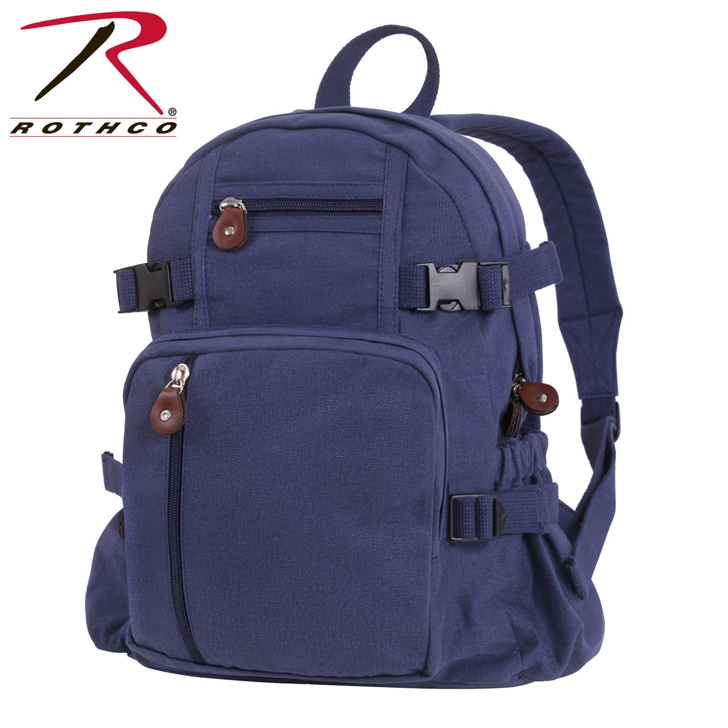 Rothco Vintage Canvas Compact Backpack Navy Blue - 24L Tactical Travel Pack
