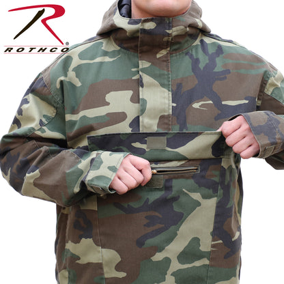 Rothco Anorak Parka in Woodland Camo Size XL – Durable Waterproof Pullover Jacket with Hood and Multiple Pockets