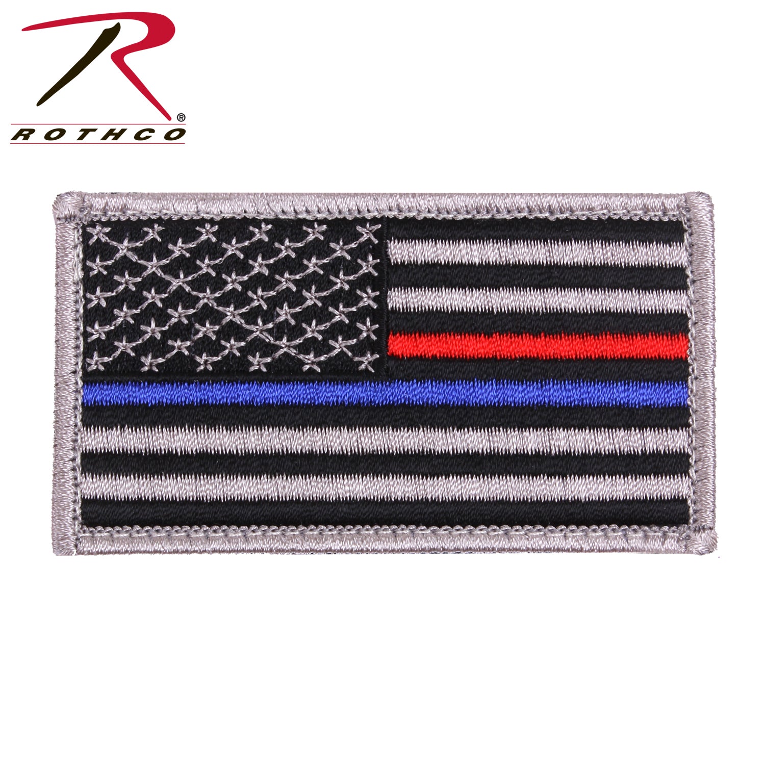 Rothco Thin Blue Line / Thin Red Line US Flag Patch with Hook Back - 1 7/8 x 3 3/8 Inches
