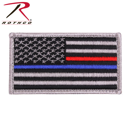 Rothco Thin Blue Line / Thin Red Line US Flag Patch with Hook Back - 1 7/8 x 3 3/8 Inches