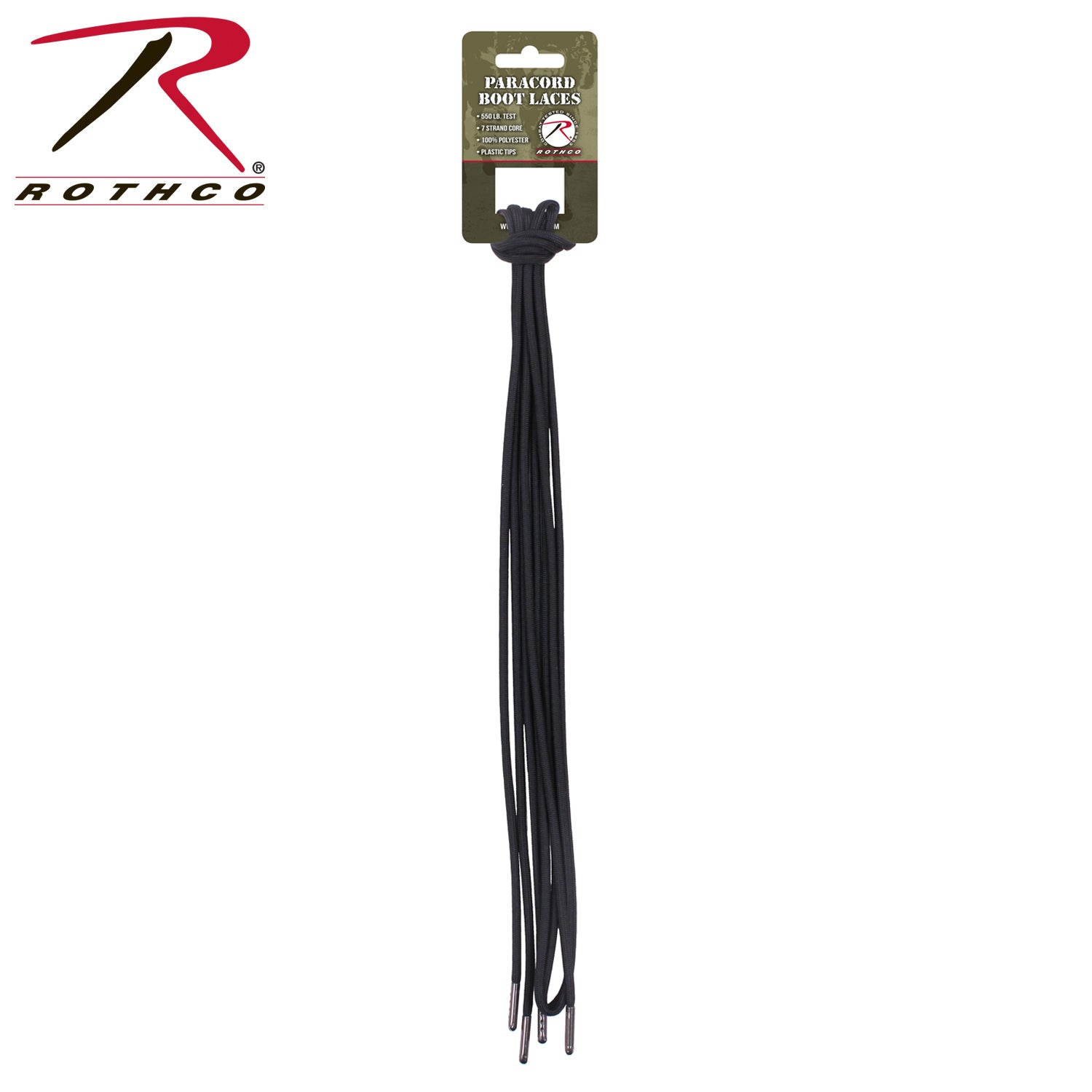 Rothco Paracord Boot Laces Black – 72 Inch Heavy-Duty Tactical Shoe Laces with 550lb Test Strength
