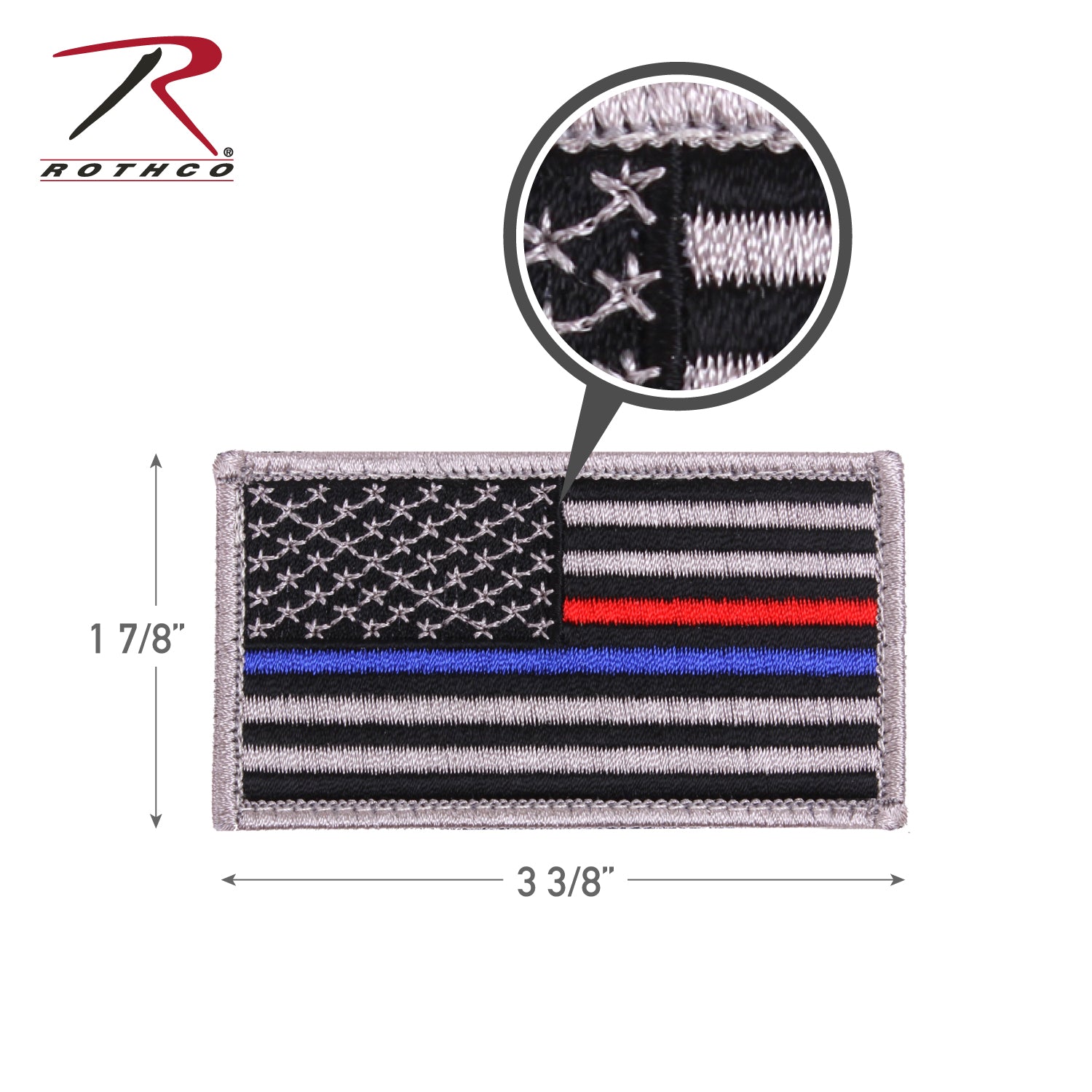Rothco Thin Blue Line / Thin Red Line US Flag Patch with Hook Back - 1 7/8 x 3 3/8 Inches