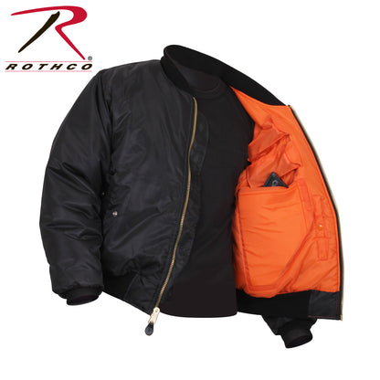 Rothco Concealed Carry MA-1 Flight Jacket in Black, Size 4XL