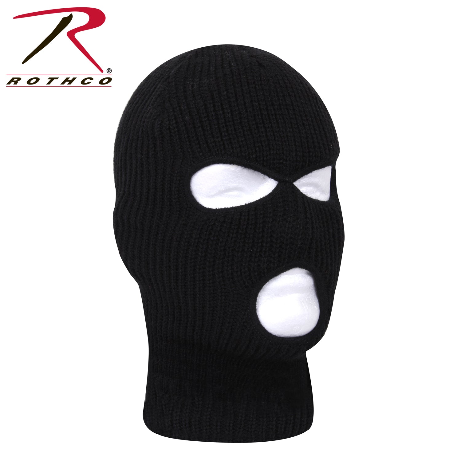 Rothco Fine Knit Three Hole Facemask Black – Cold Weather Face Cover for Outdoor Activities