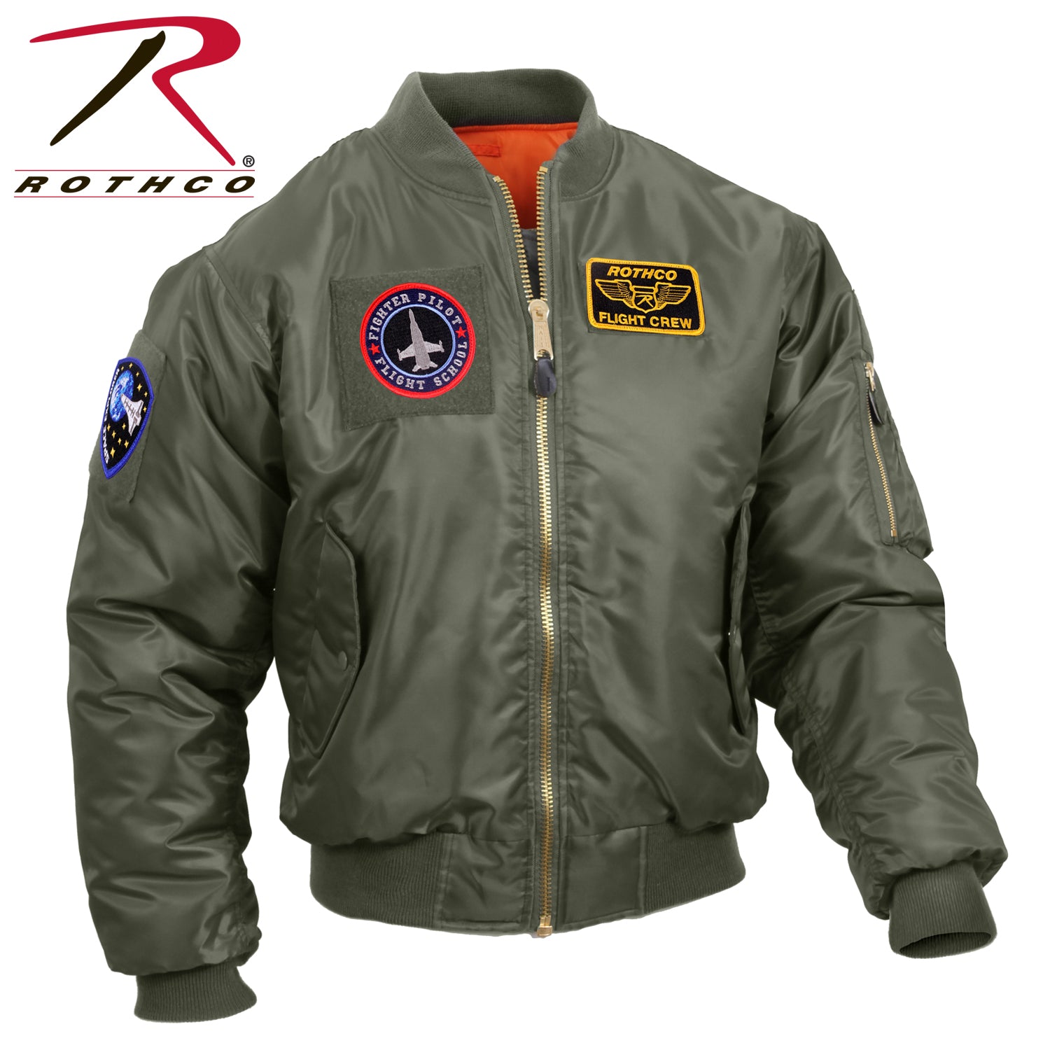 Rothco MA-1 Flight Jacket with Morale Patches in Sage Green - Size XS