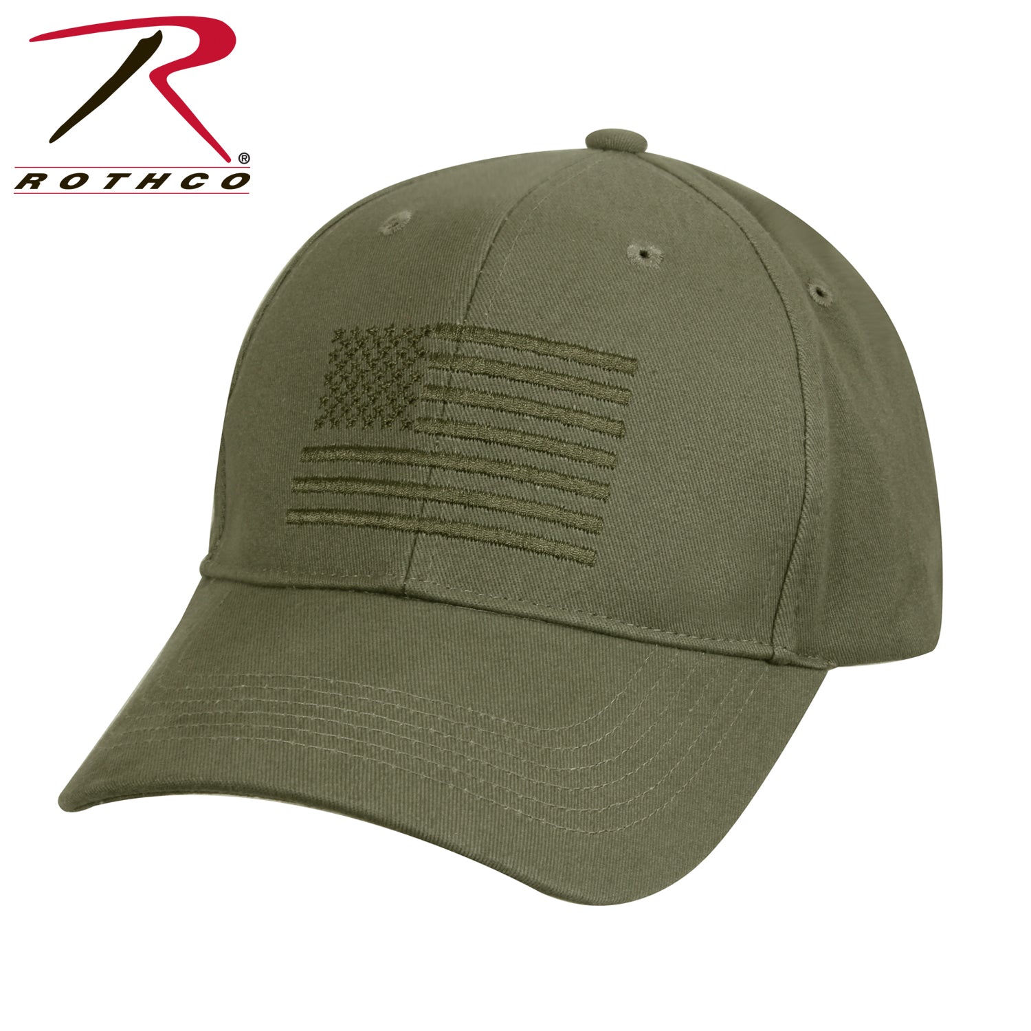 Rothco U.S. Flag Low Profile Cap Olive Drab - Embroidered Patriotism and Comfortable Fit