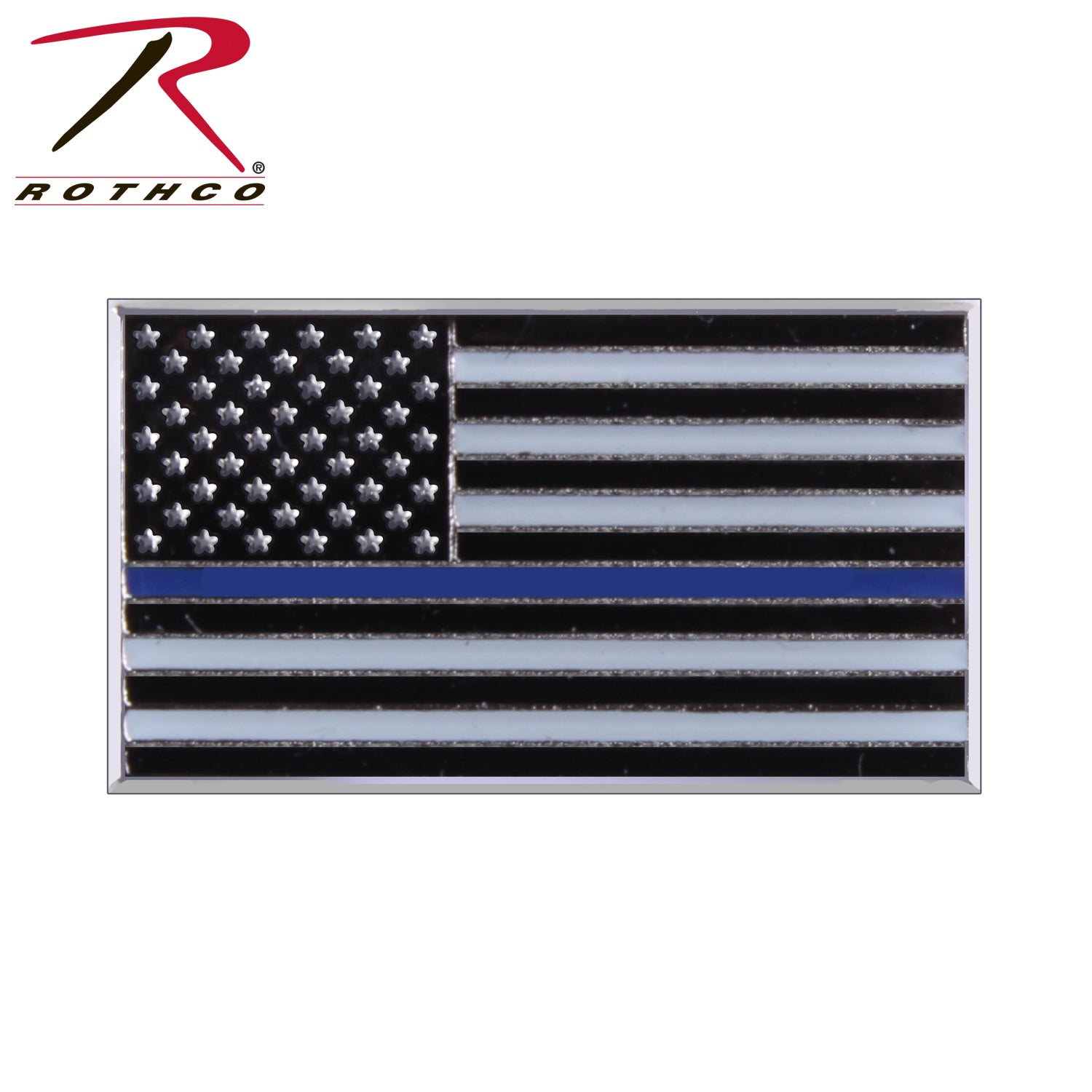 Rothco Thin Blue Line Flag Pin - Support Law Enforcement, Brass Plated, 3/4" x 7/16"