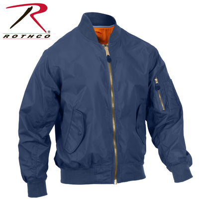 Rothco Lightweight Enhanced Nylon MA-1 Flight Jacket Navy Blue Size M