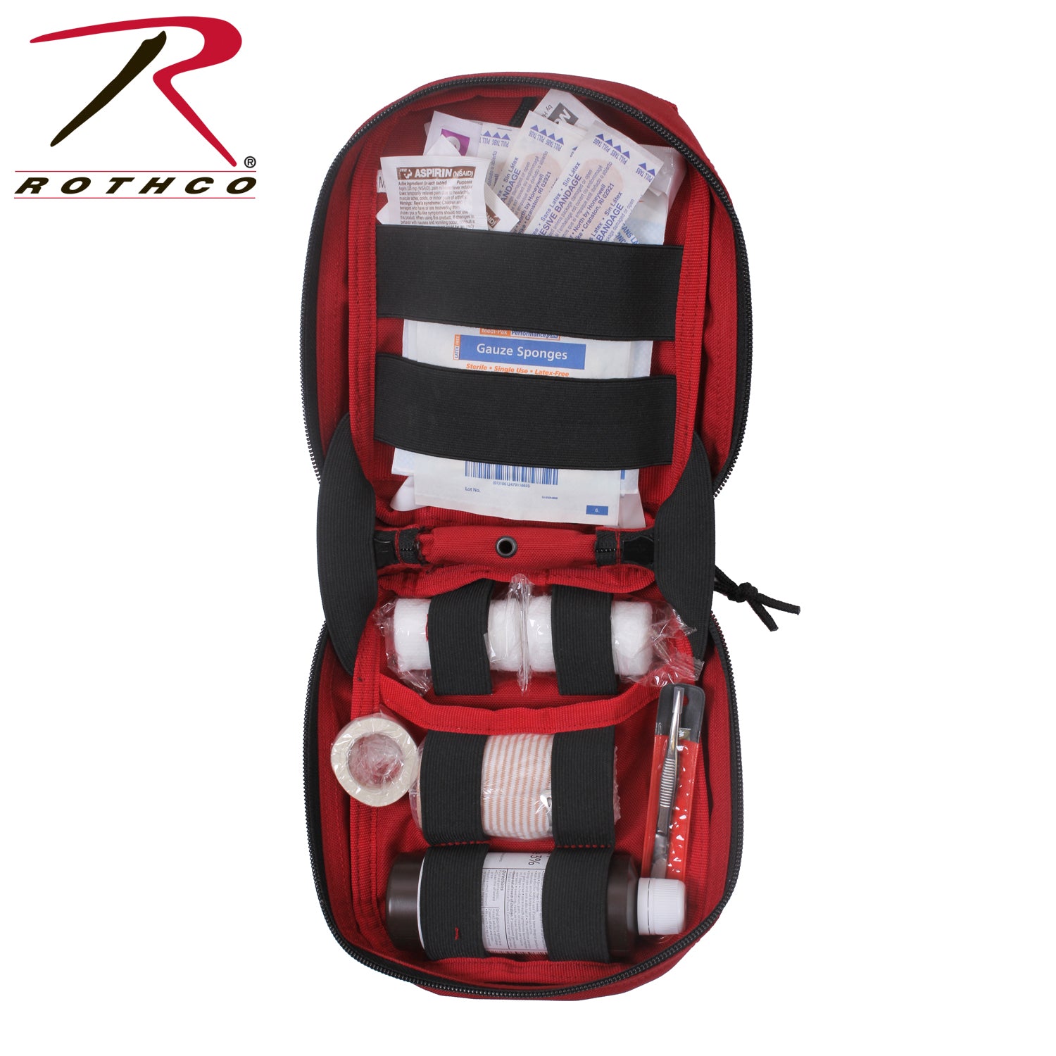 Rothco MOLLE Tactical First Aid Kit Red - Compact Medical Emergency Kit for Outdoor and Tactical Use