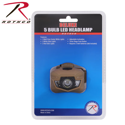 Rothco LED 5 Bulb Headlamp Coyote Brown Part Number 2856