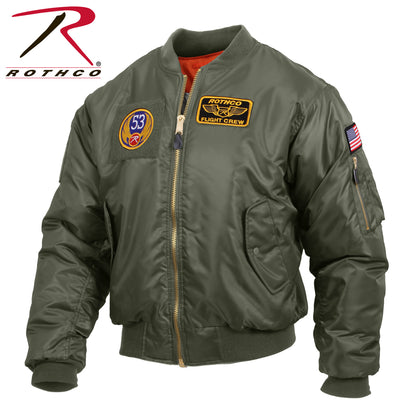 Rothco MA-1 Flight Jacket with Patches in Sage Green, Size XL