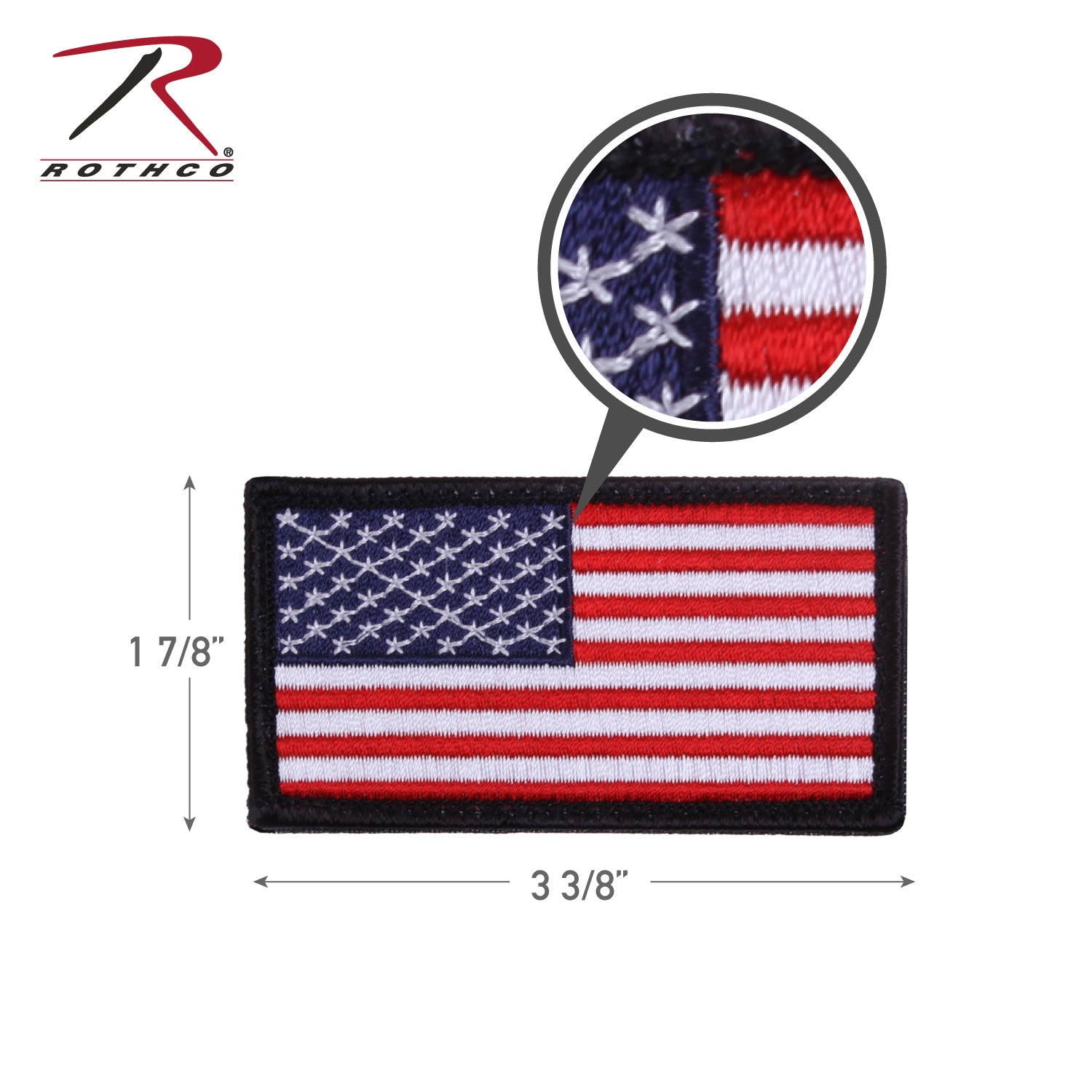 Rothco American Flag Patch with Hook Back - Red, White & Blue with Black Border, Part 1884