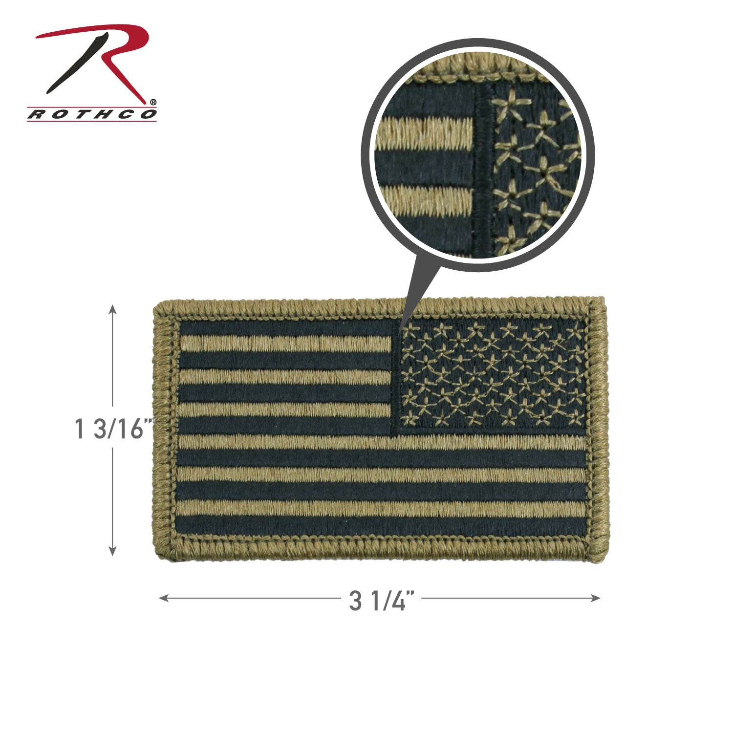 Rothco American Flag Patch with Hook Back - Green, Part Number 17790