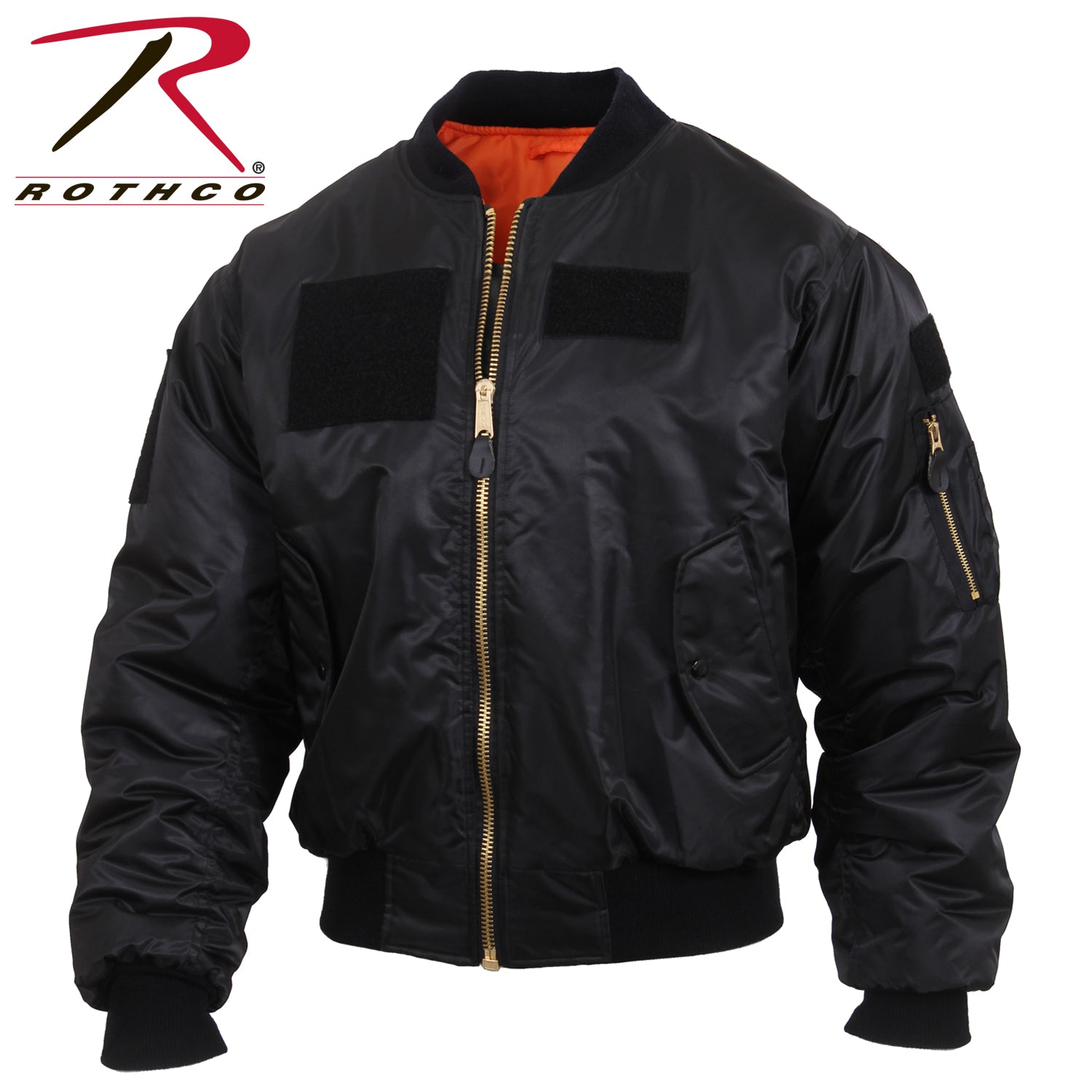 Rothco MA-1 Flight Jacket with Patches in Black, Size Small