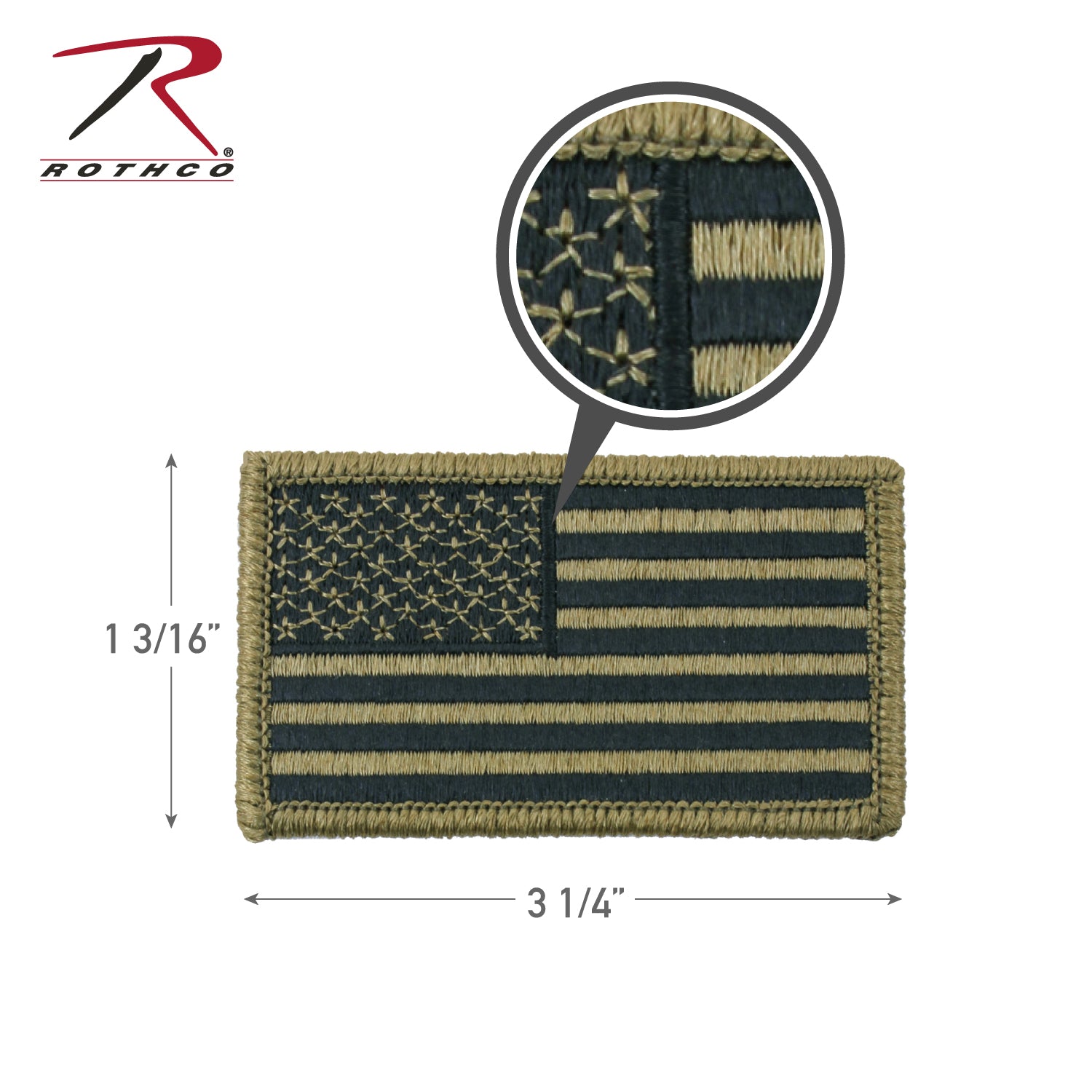 Rothco American Flag Patch with Hook Back – Green, Part Number 17791
