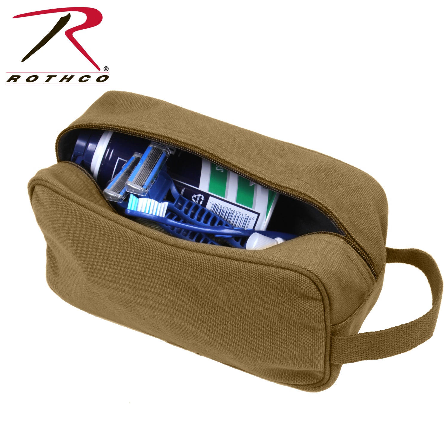 Rothco Canvas Travel Dopp Kit in Coyote Brown - Durable Heavyweight Toiletry Bag