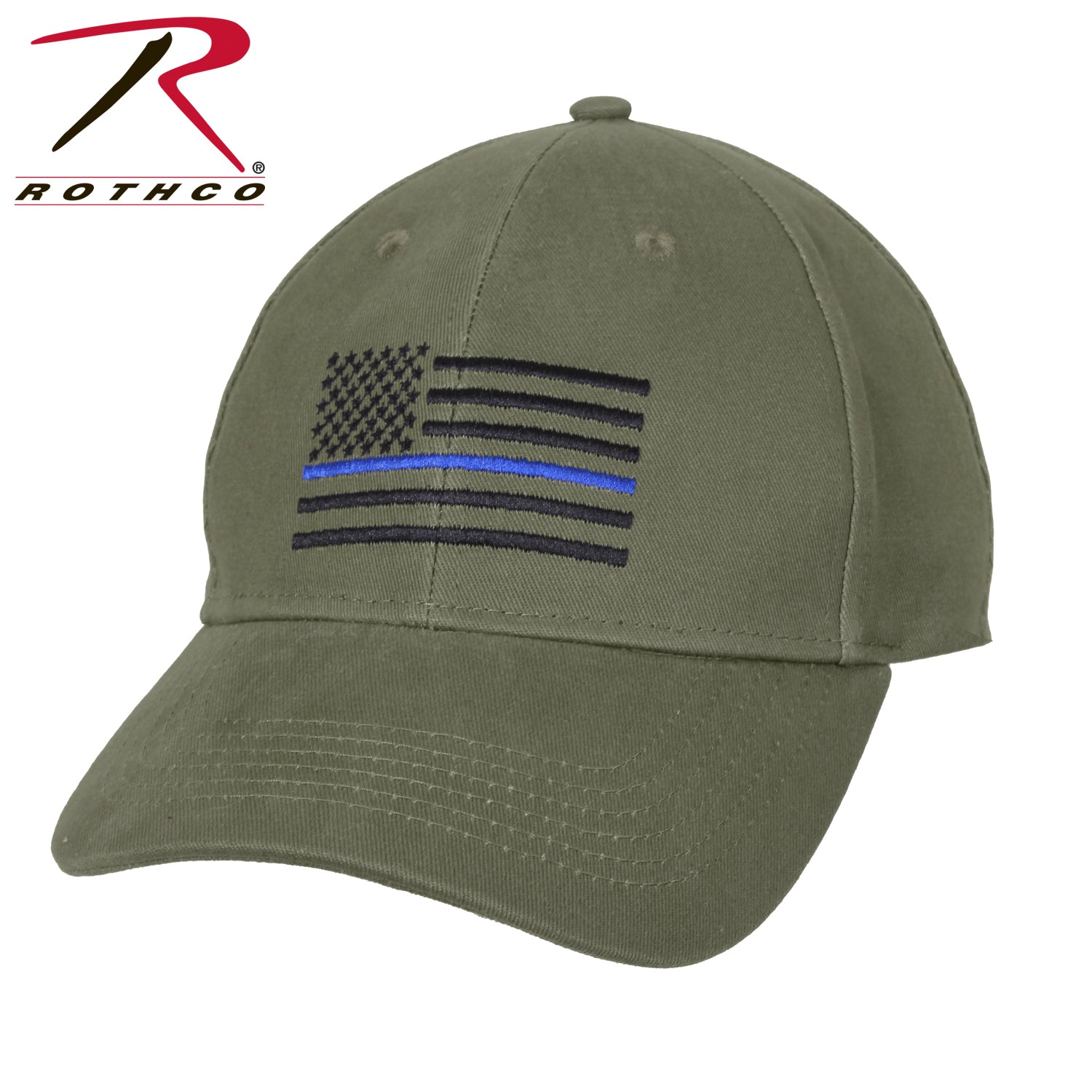 Rothco Thin Blue Line Flag Low Profile Cap Olive Drab – Support First Responders