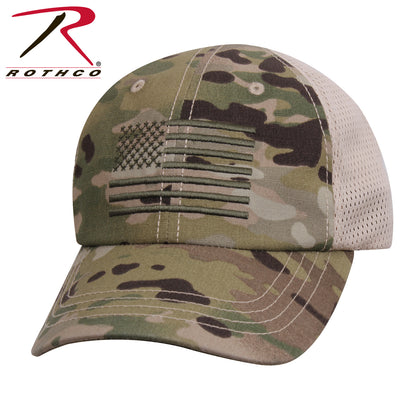 Rothco Tactical Mesh Back Cap with Embroidered US Flag - MultiCam