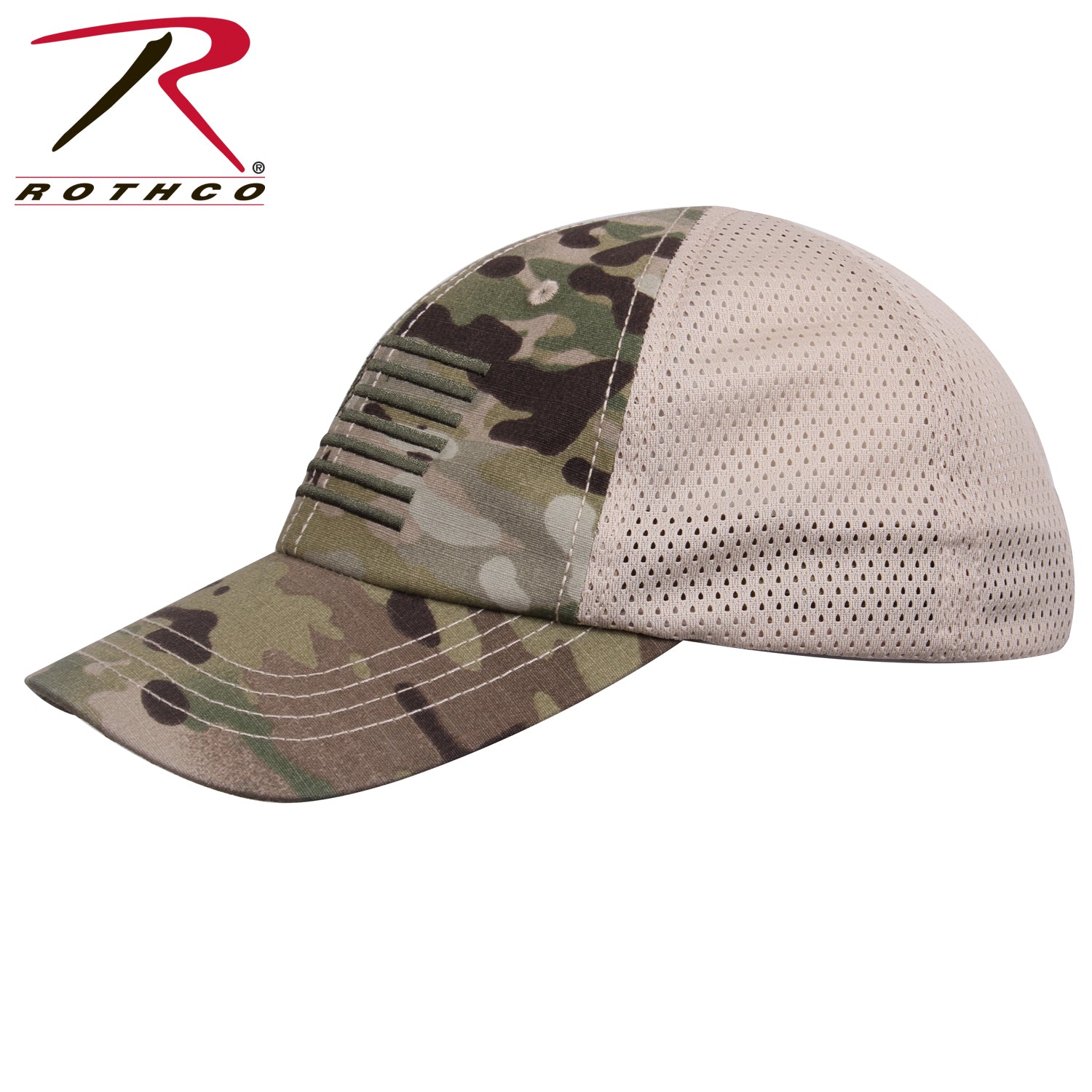 Rothco Tactical Mesh Back Cap with Embroidered US Flag - MultiCam