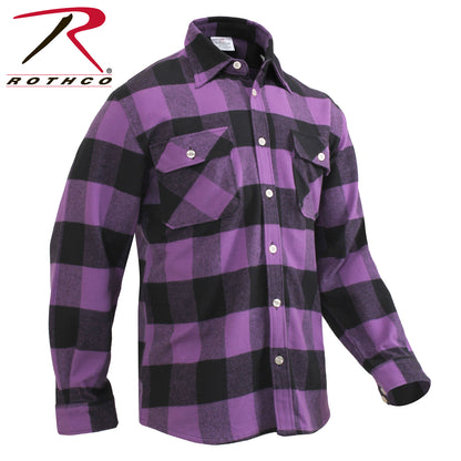Rothco Extra Heavyweight Purple Plaid Buffalo Flannel Shirt Size XL