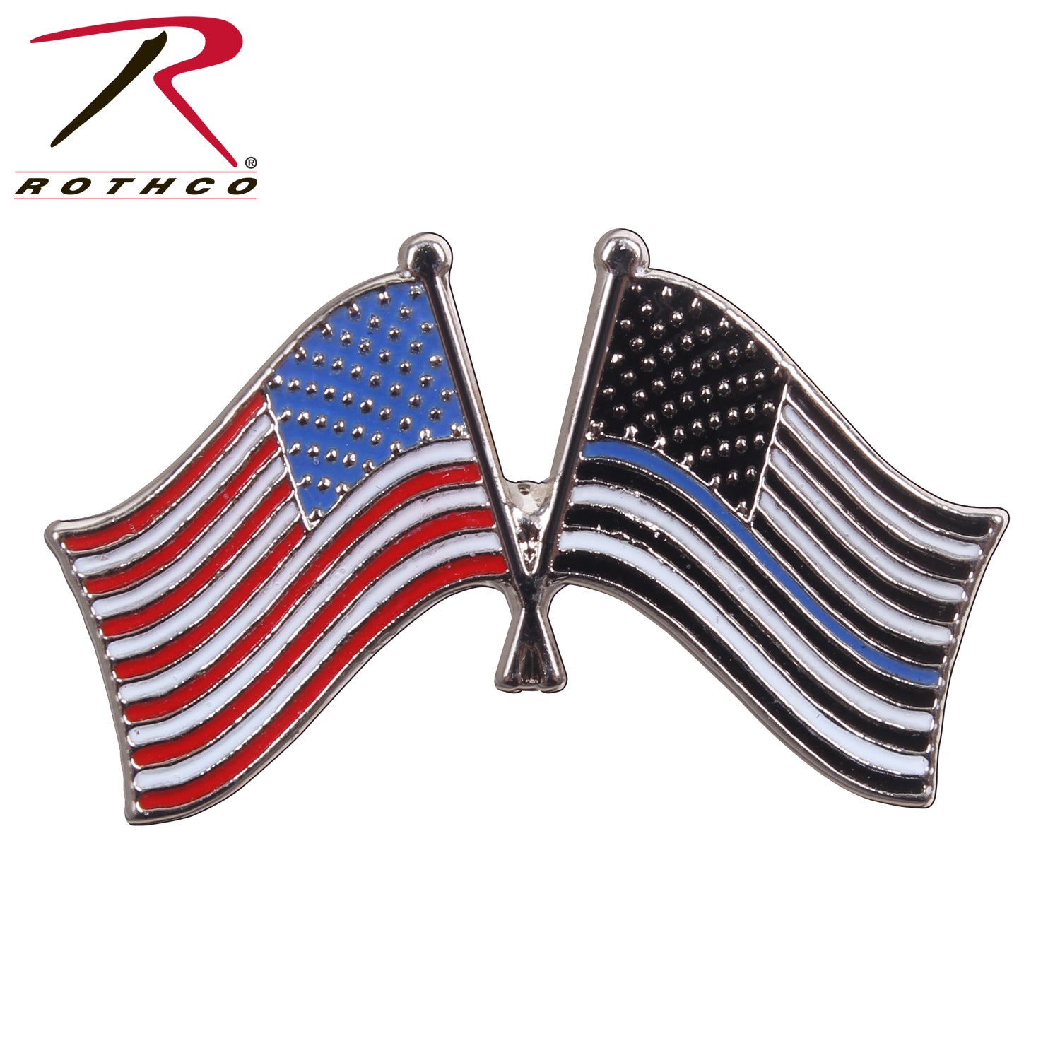 Rothco Thin Blue Line US Flag Pin – Support Law Enforcement with Brass-Plated Iron Badge