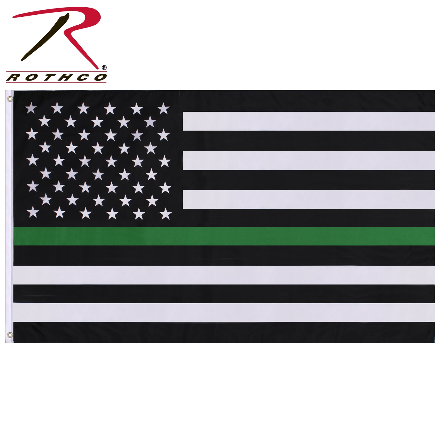 Rothco Thin Green Line Flag 3' x 5' - Support for Federal Agents and Military Personnel