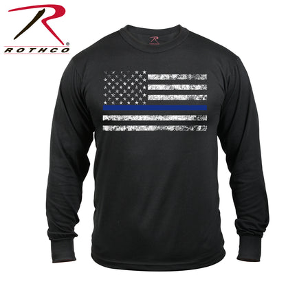 Rothco Long Sleeve Thin Blue Line Flag T-Shirt Size Large