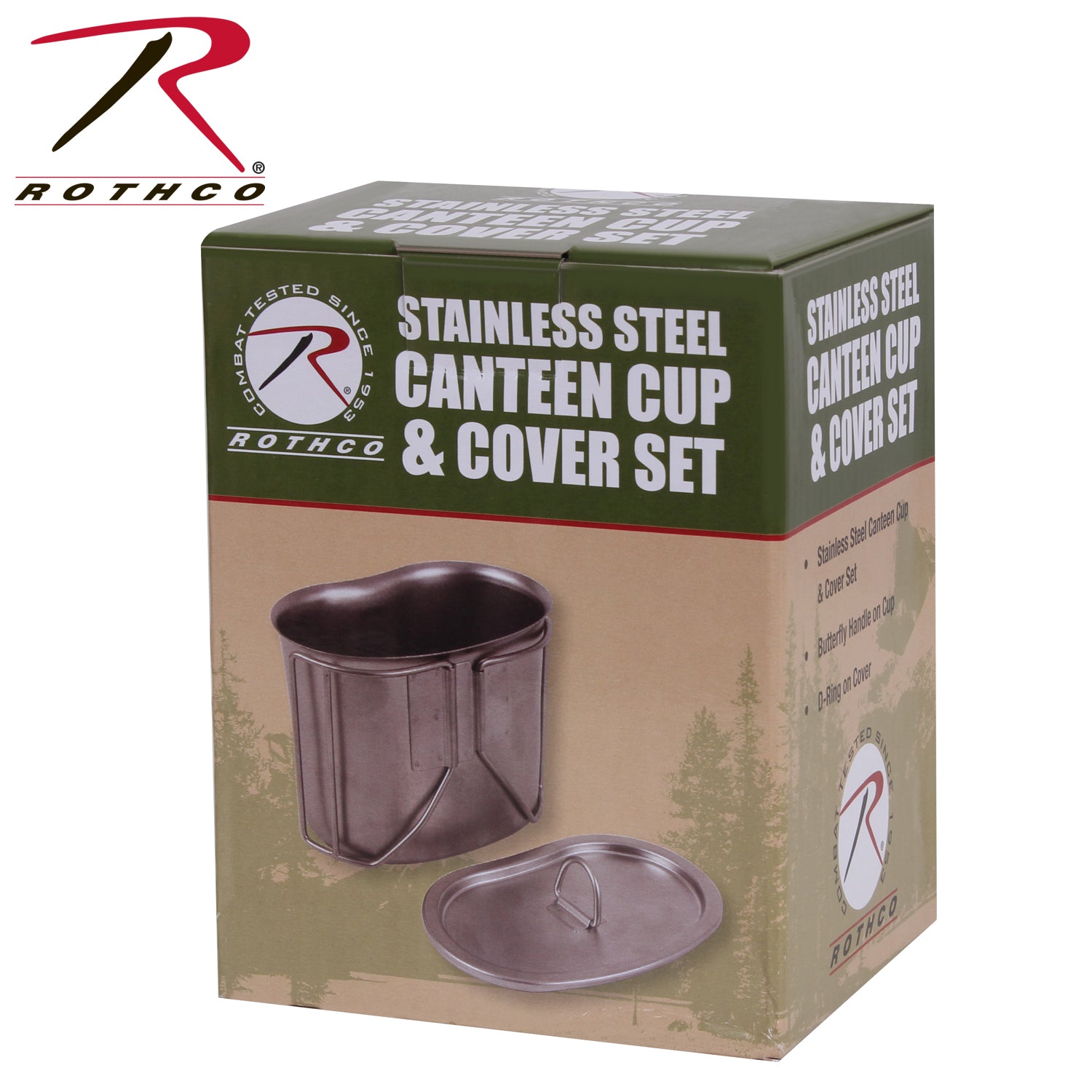 Rothco Stainless Steel Canteen Cup and Cover Set - Durable Camping and Outdoor Cookware