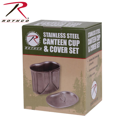 Rothco Stainless Steel Canteen Cup and Cover Set - Durable Camping and Outdoor Cookware