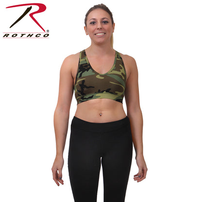 Rothco Poly/Spandex Camo Sports Bra - Woodland Camo, Size L