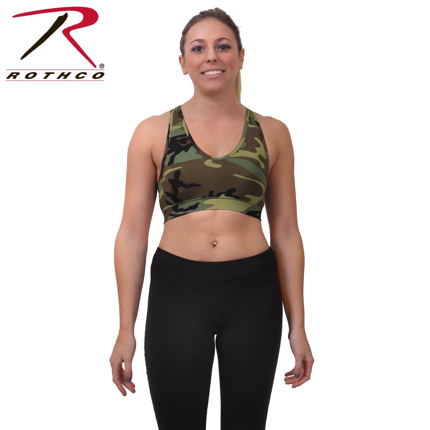 Rothco Woodland Camo Poly/Spandex Sports Bra Size M