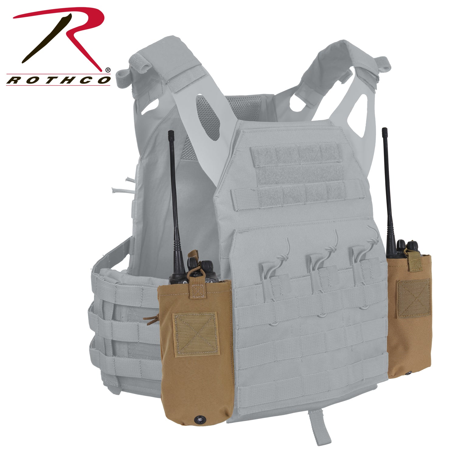 Rothco LACV Lightweight Armor Carrier Vest Side Radio Pouch Set - Coyote Brown (Part 5734)
