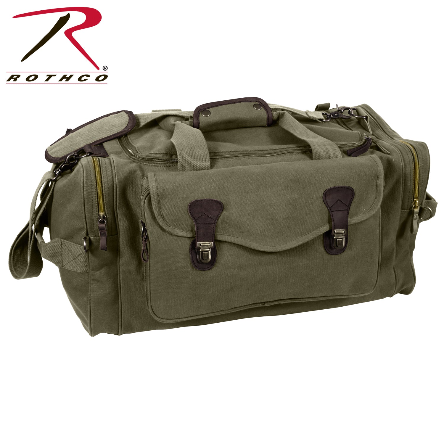 Rothco Canvas Long Weekend Bag Olive Drab - Durable Travel Duffel with Multiple Storage Compartments