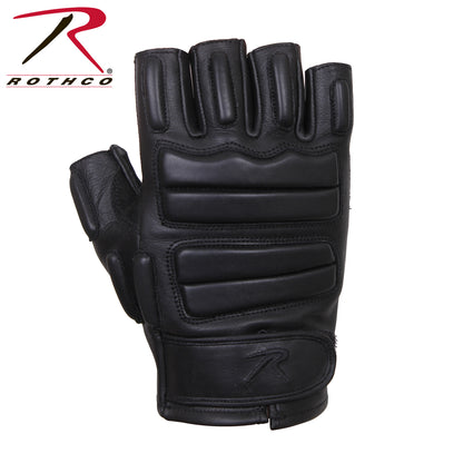 Rothco Fingerless Padded Tactical Gloves Size M - Durable Cowhide Leather for Field Use