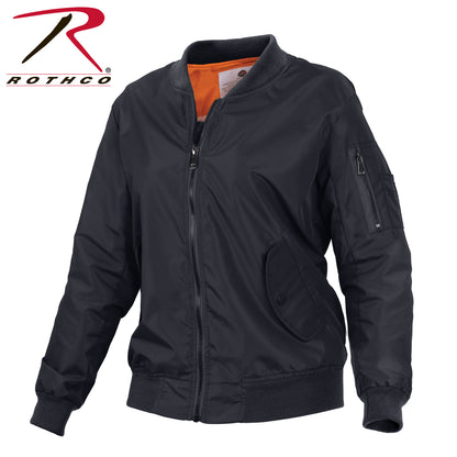 Rothco Women's Lightweight MA-1 Flight Jacket in Black, Size XXS