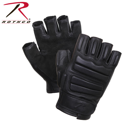Rothco Fingerless Padded Tactical Gloves Size Large - Durable Cowhide Leather & Impact Protection