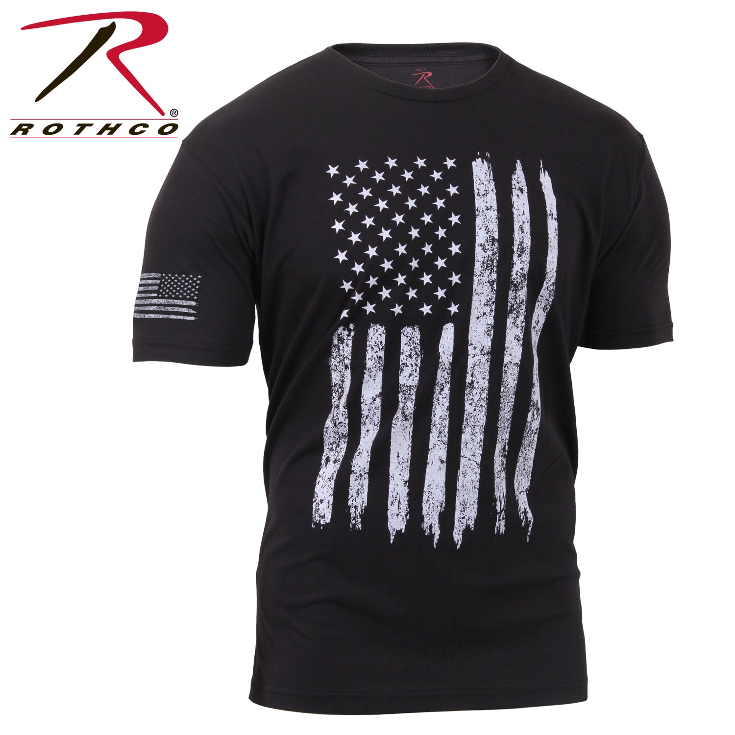Rothco 2903 Distressed US Flag Athletic Fit T-Shirt - Black, 3XL