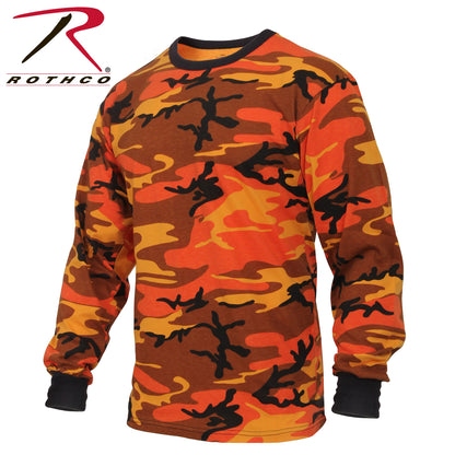 Rothco Long Sleeve Color Camo T-Shirt in Savage Orange Camo, Size Small