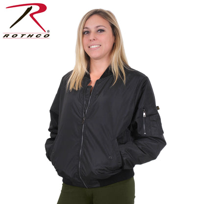 Rothco Women's Lightweight MA-1 Flight Jacket - Black, Size XL