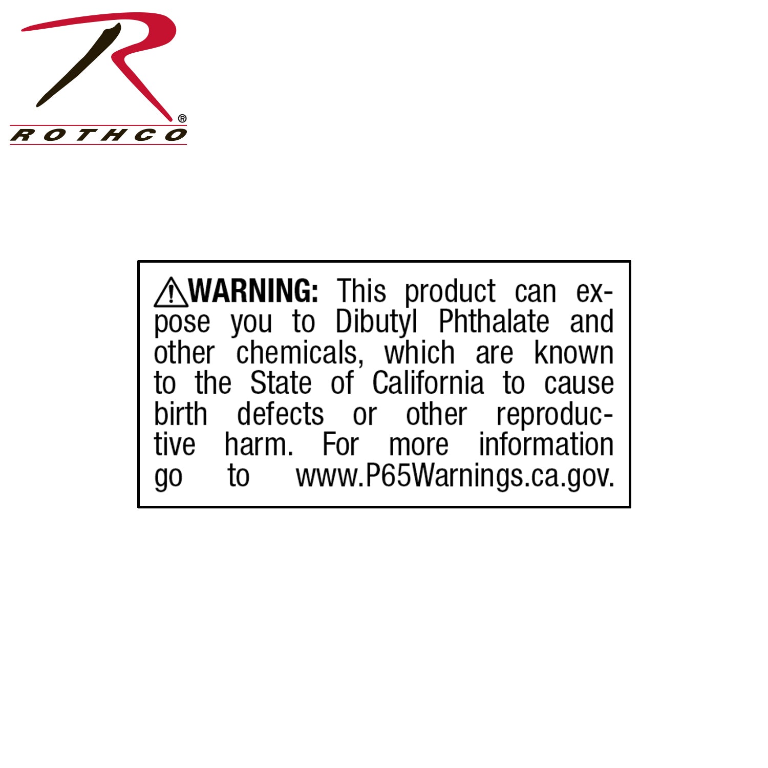 California Prop 65 Chemical Warning Labels for Di-n-butyl Phthalate (DBP) by BrandName, Part Number DBP