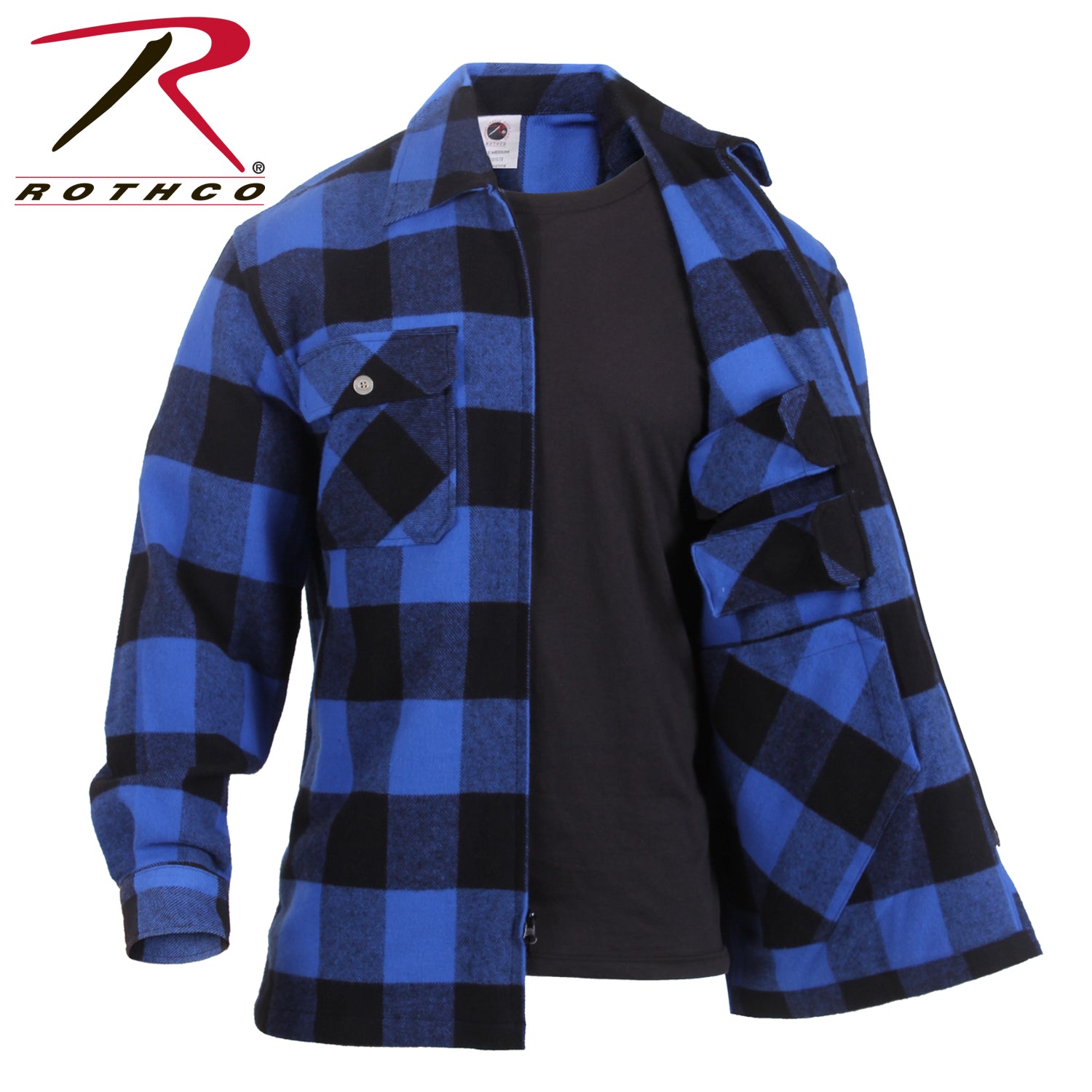Rothco Concealed Carry Flannel Shirt in Blue Plaid, Size Small
