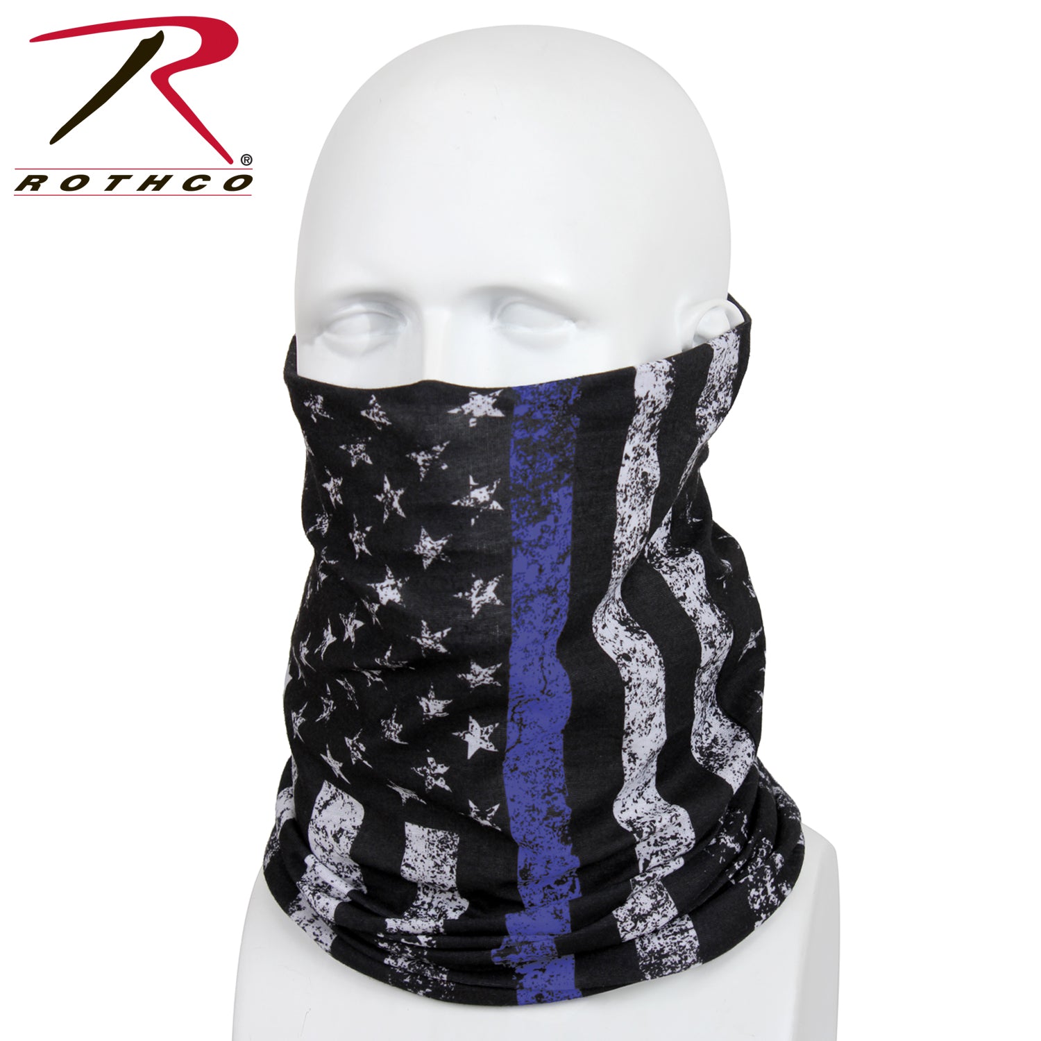 Rothco Thin Blue Line Multi-Use Tactical Wrap - Versatile Police Support Neck Gaiter and Headwear