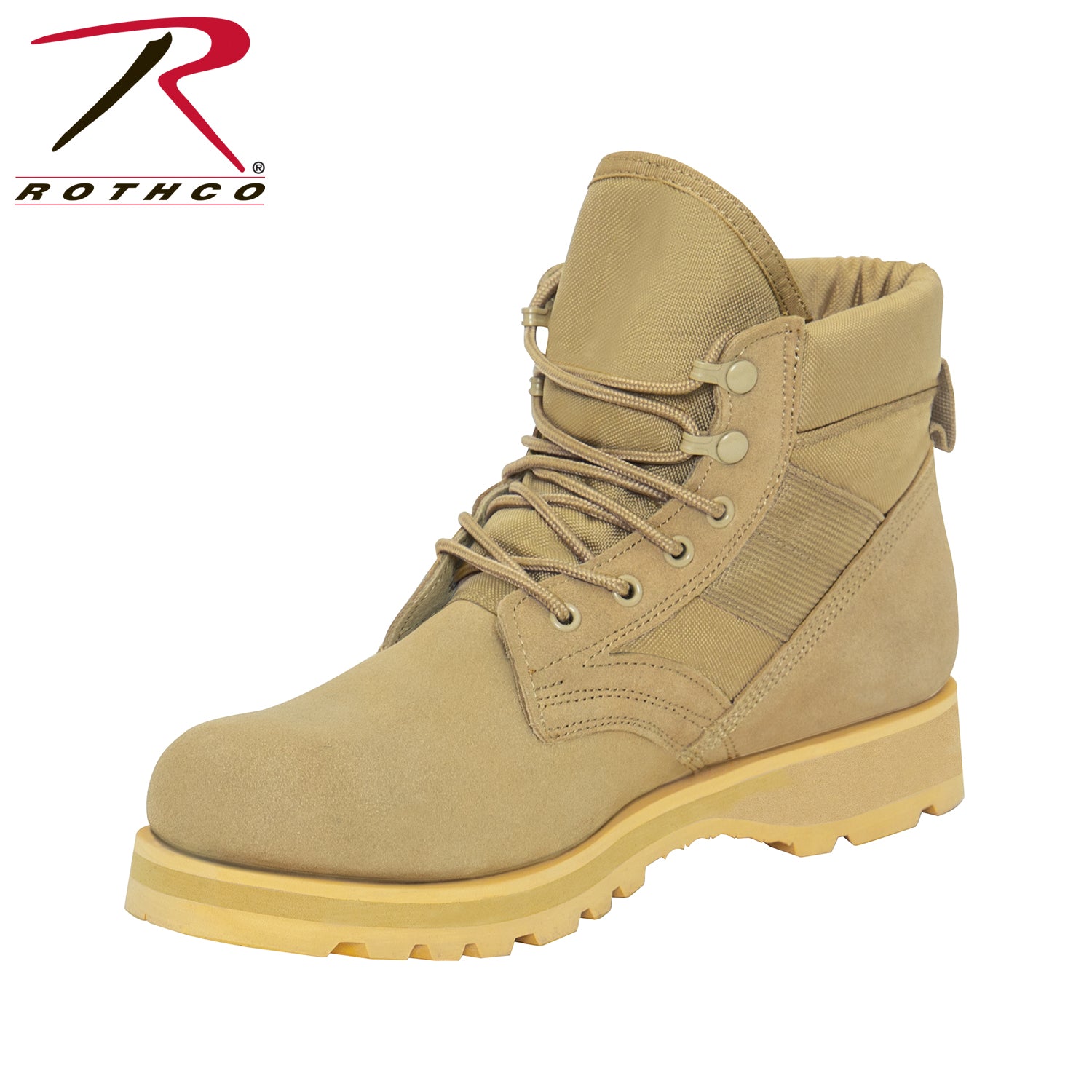 Rothco Combat Work Boots - 6 Inch, Size 5, Durable Tan Suede Leather Work Boots
