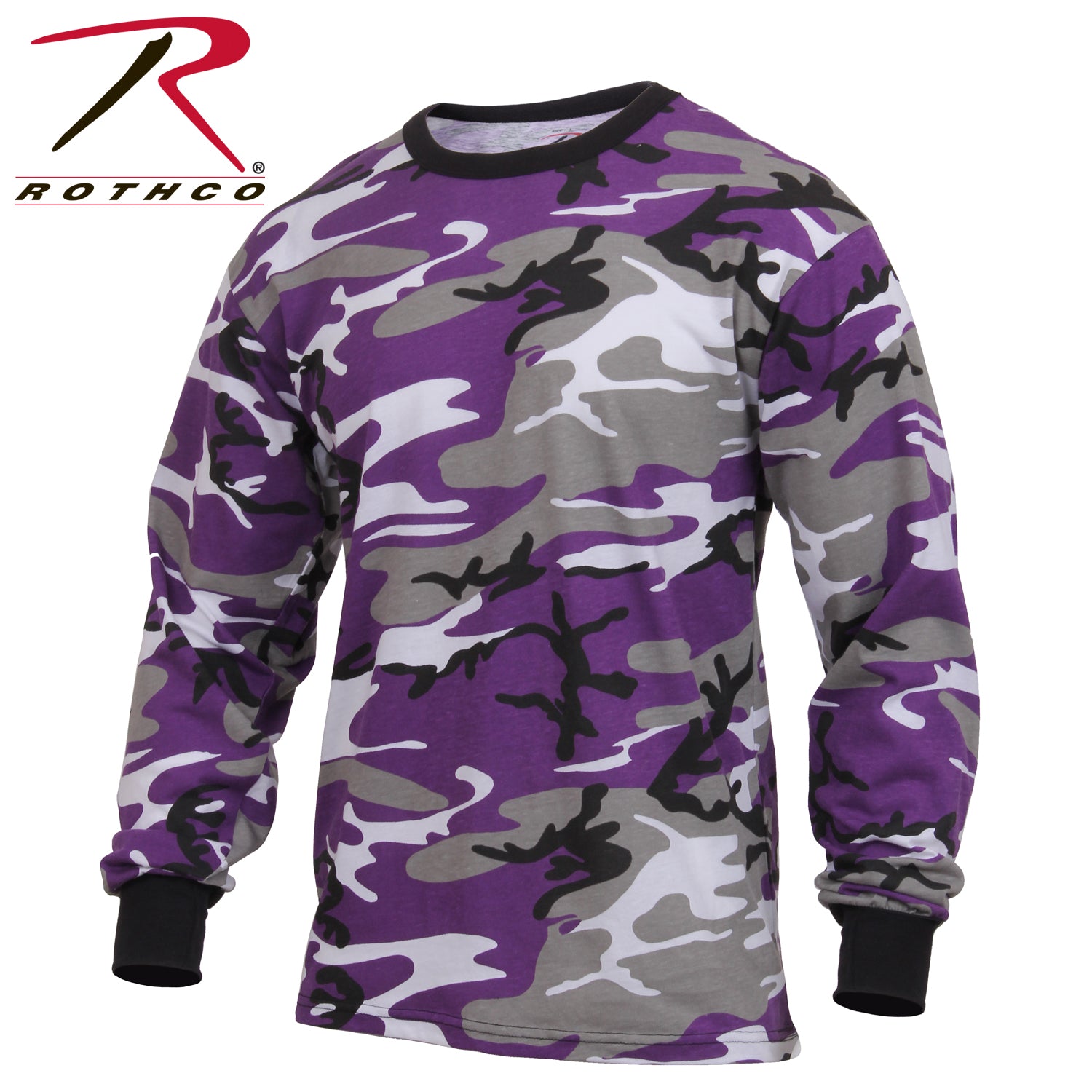 Rothco Long Sleeve Color Camo T-Shirt in Ultra Violet Camo, Size Medium