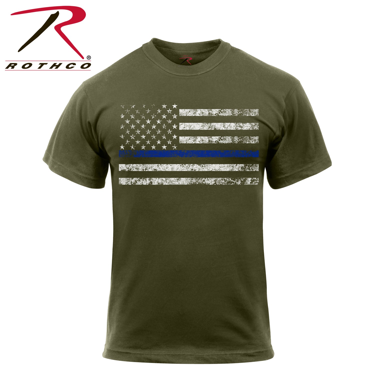 Rothco Thin Blue Line T-Shirt Olive Drab Size L – Support Law Enforcement with Durable Comfort