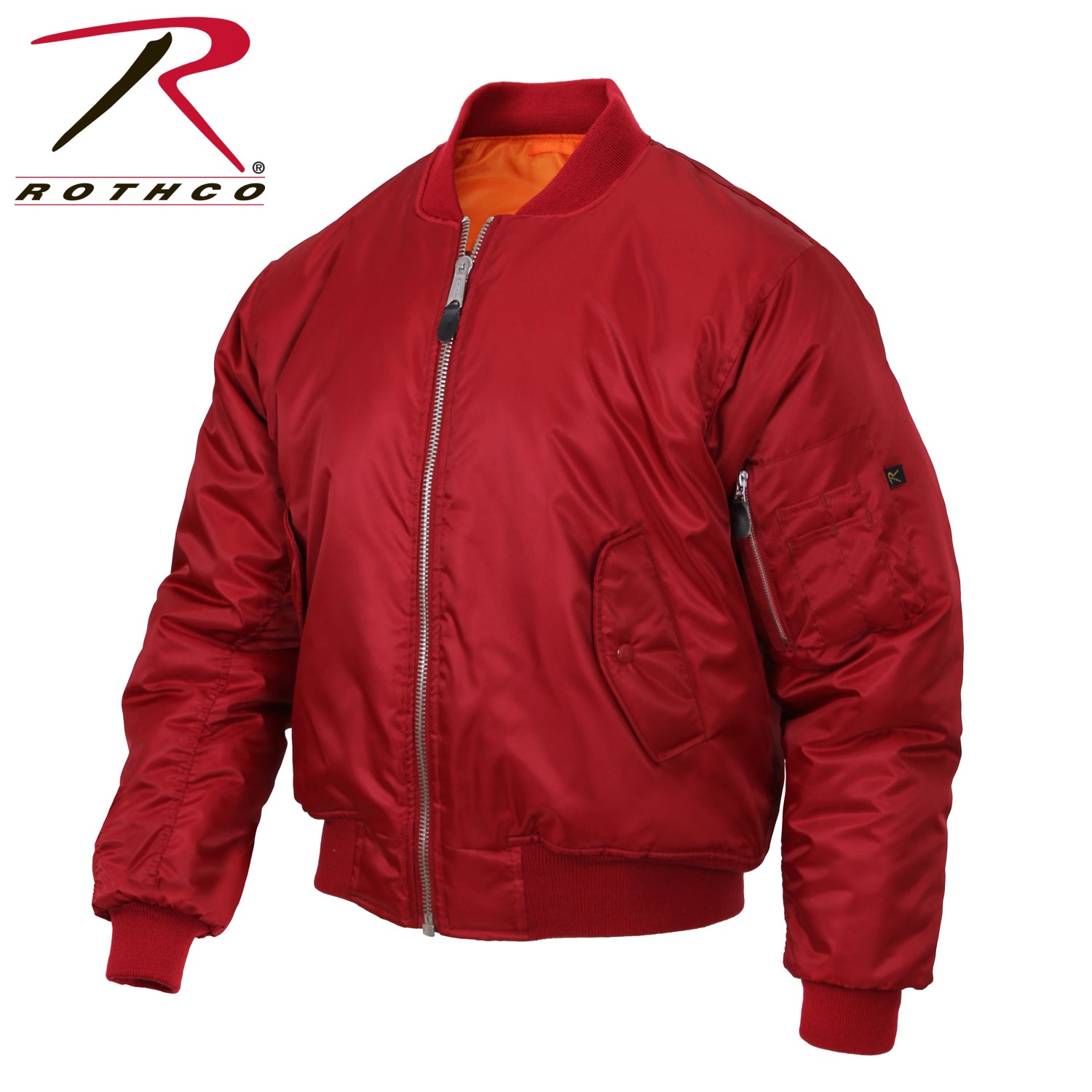 Rothco MA-1 Flight Jacket Red Size Large – Classic Military Bomber Jacket with Insulation and Utility Pockets
