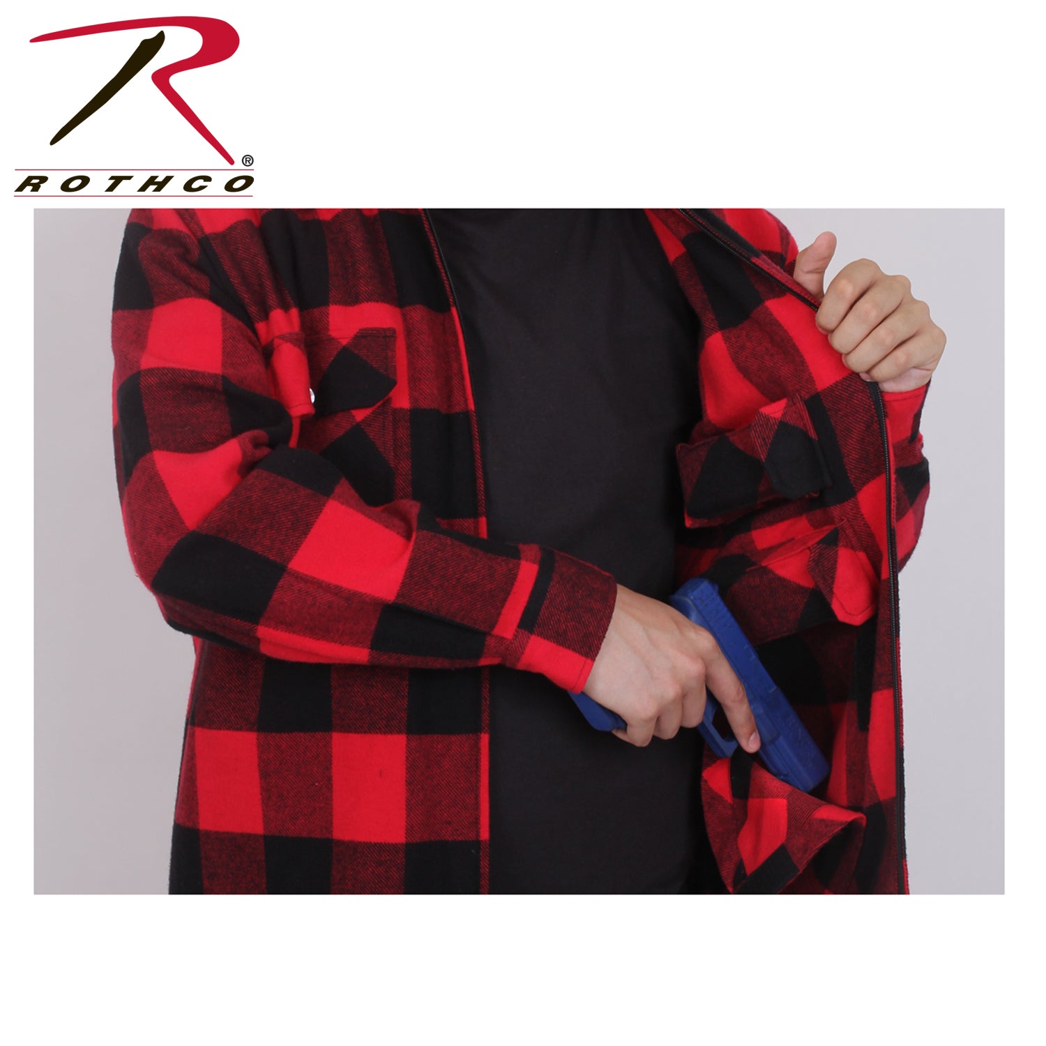 Rothco Concealed Carry Flannel Shirt in Red Plaid, Size 3XL